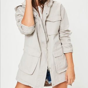 Missguided Petite Canvas Parka with Step Hem